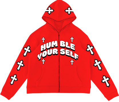 "BRIGHT RED" HUMBLE YOURSELF FULL ZIP