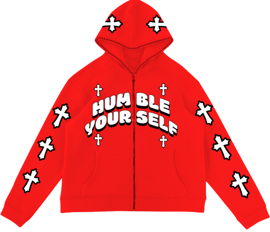 "BRIGHT RED" HUMBLE YOURSELF FULL ZIP